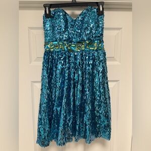 Bari Jay Size 4 Party Dress Blue Green Sparkle